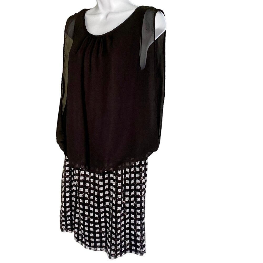 Scarlett Women's Black Sequin Checkered Dress Size 10 - Picture 5 of 11